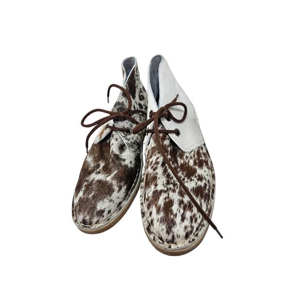 Uwezo 12 Desert Boot Cowhide Calf Hair Leather Western Boho Cowboy Rodeo - Picture 6 of 6